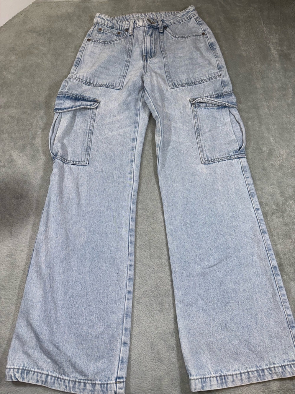 Aeropostale Light Wash Wide Leg Cargo Denim Jeans - Size XS